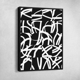 Black & White Paint Brush Strokes #1 Modern Abstract Wall Art
